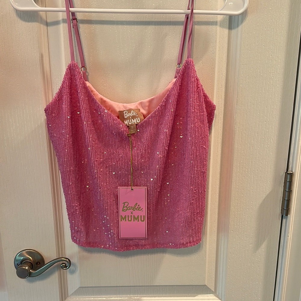 SOLD- Show Me Your MuMu Pink Sequin Camisole